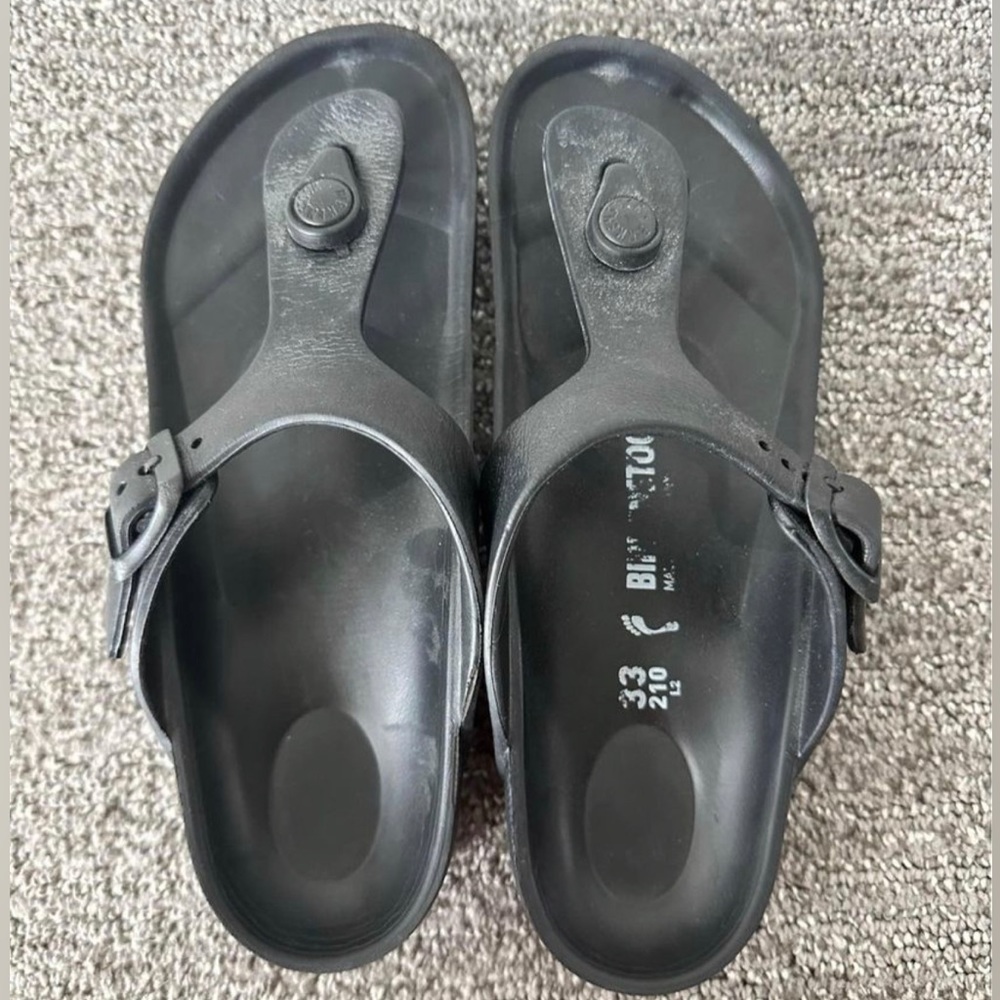 Girls Birkenstock Black Rubber Sandals